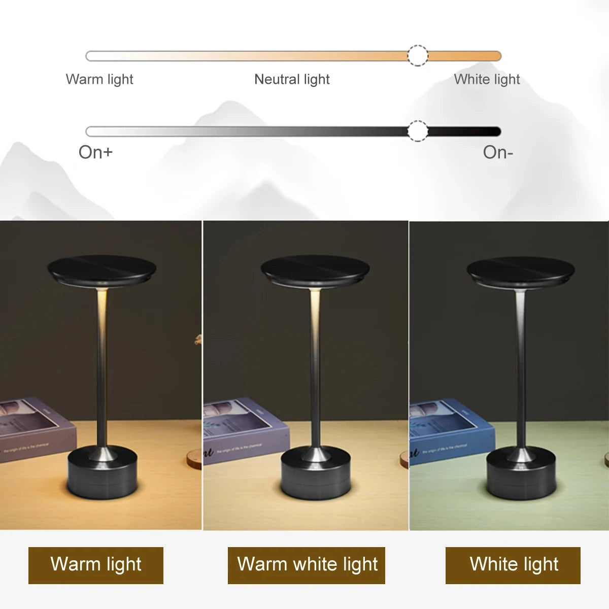 Contemporary Rechargeable Wireless Portable Led Lamp (Black)