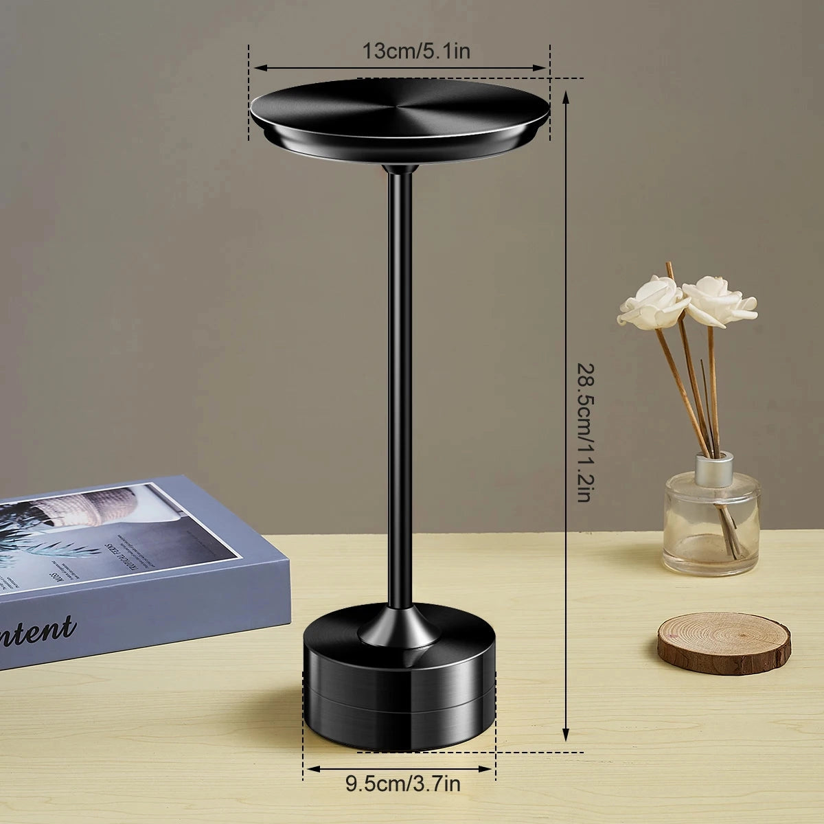 Contemporary Rechargeable Wireless Portable Led Lamp (Black)