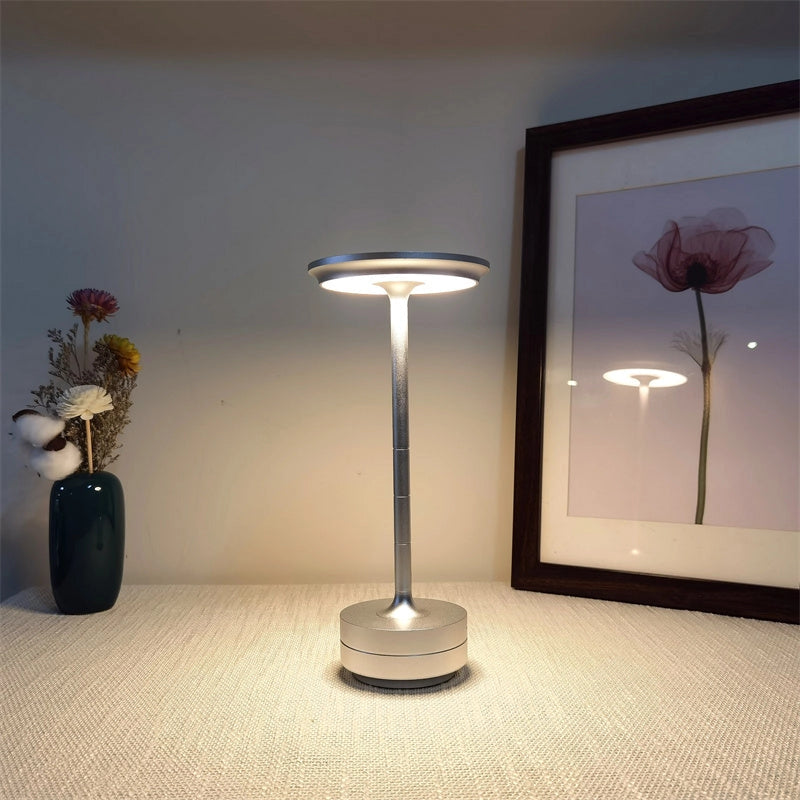 Contemporary Rechargeable Wireless Portable Led Lamp (Silver)