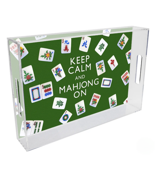 Keep Calm and Mahjong On Lucite Tray