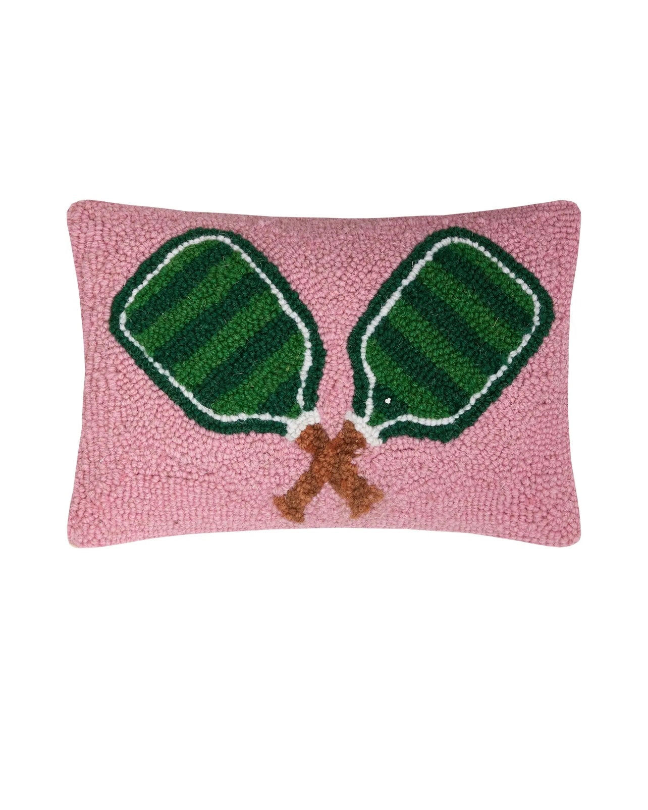 Pickleball Paddles Wool Hook Pillow (12"x8")