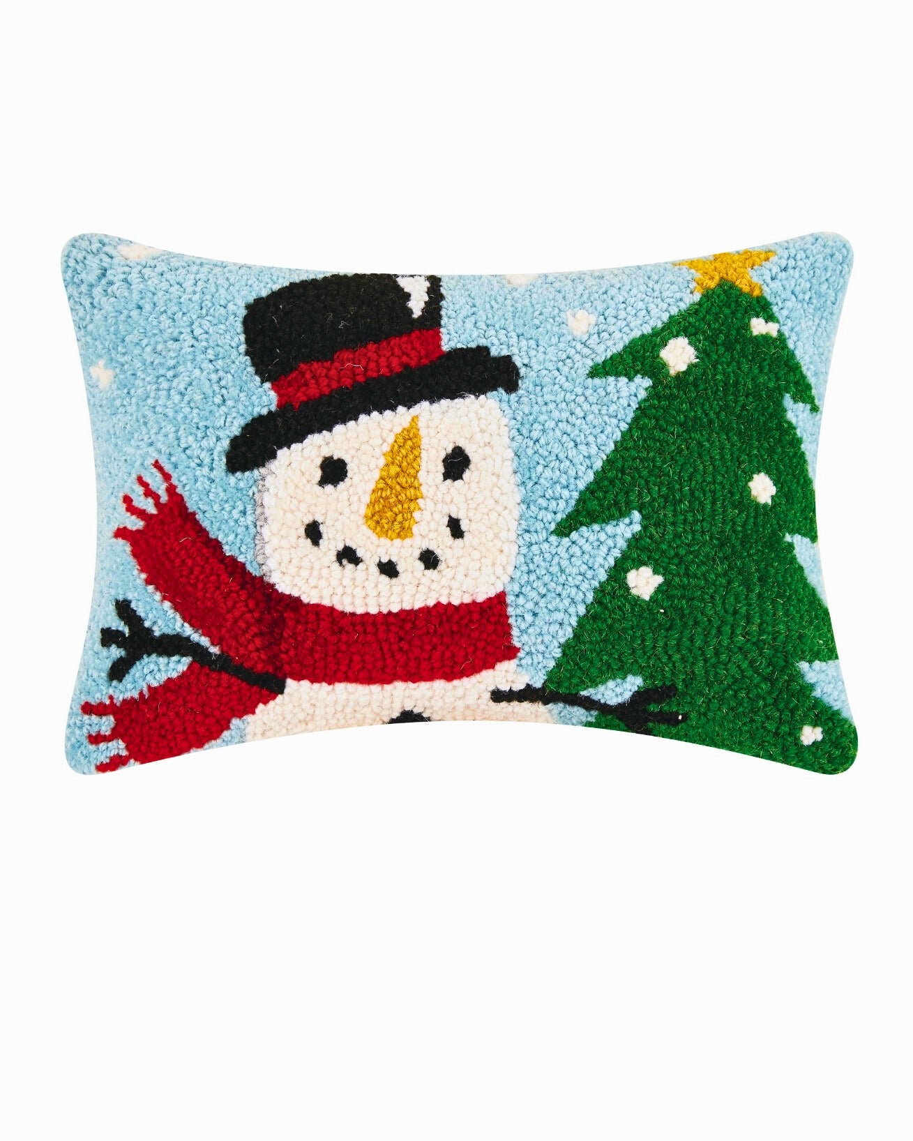 Snowman & Tree Wool Hooked Pillow (8x12)