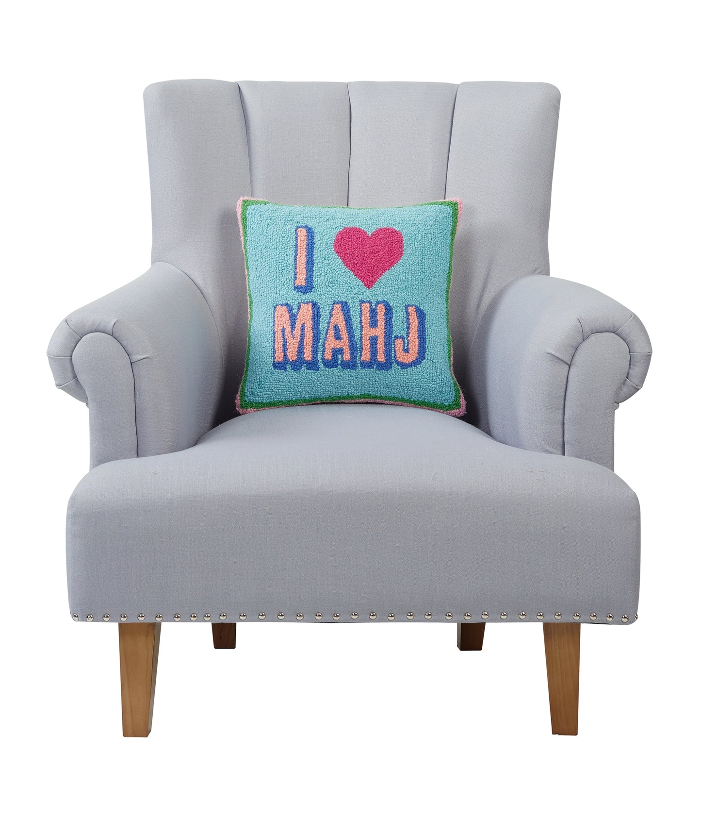 I Love Mahj Wool Hook Pillow (14x14)