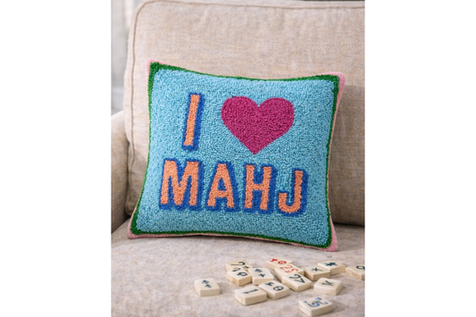 I Love Mahj Wool Hook Pillow (14x14)