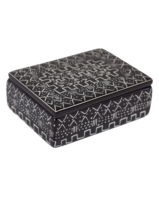 Tribal Etching Soapstone Box