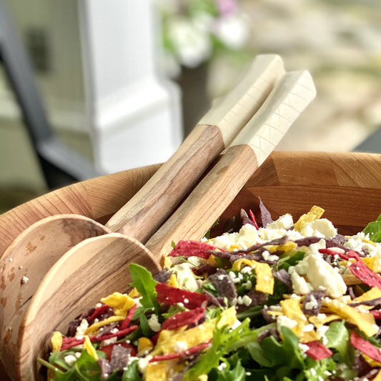 Etched Bone Inlay Salad Server (Set of 2)