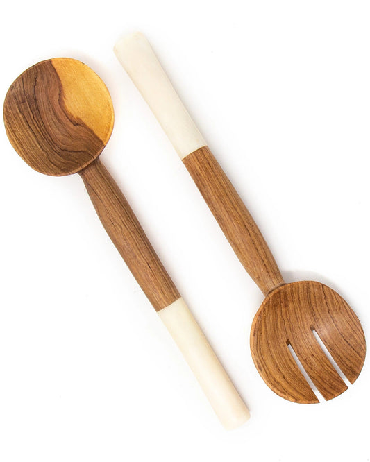 Olive Wood/Bone Inlay Salad Server (Set of 2)