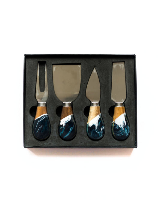 Deep Sky Resin Coated Cheese Knifes (Set of 4)