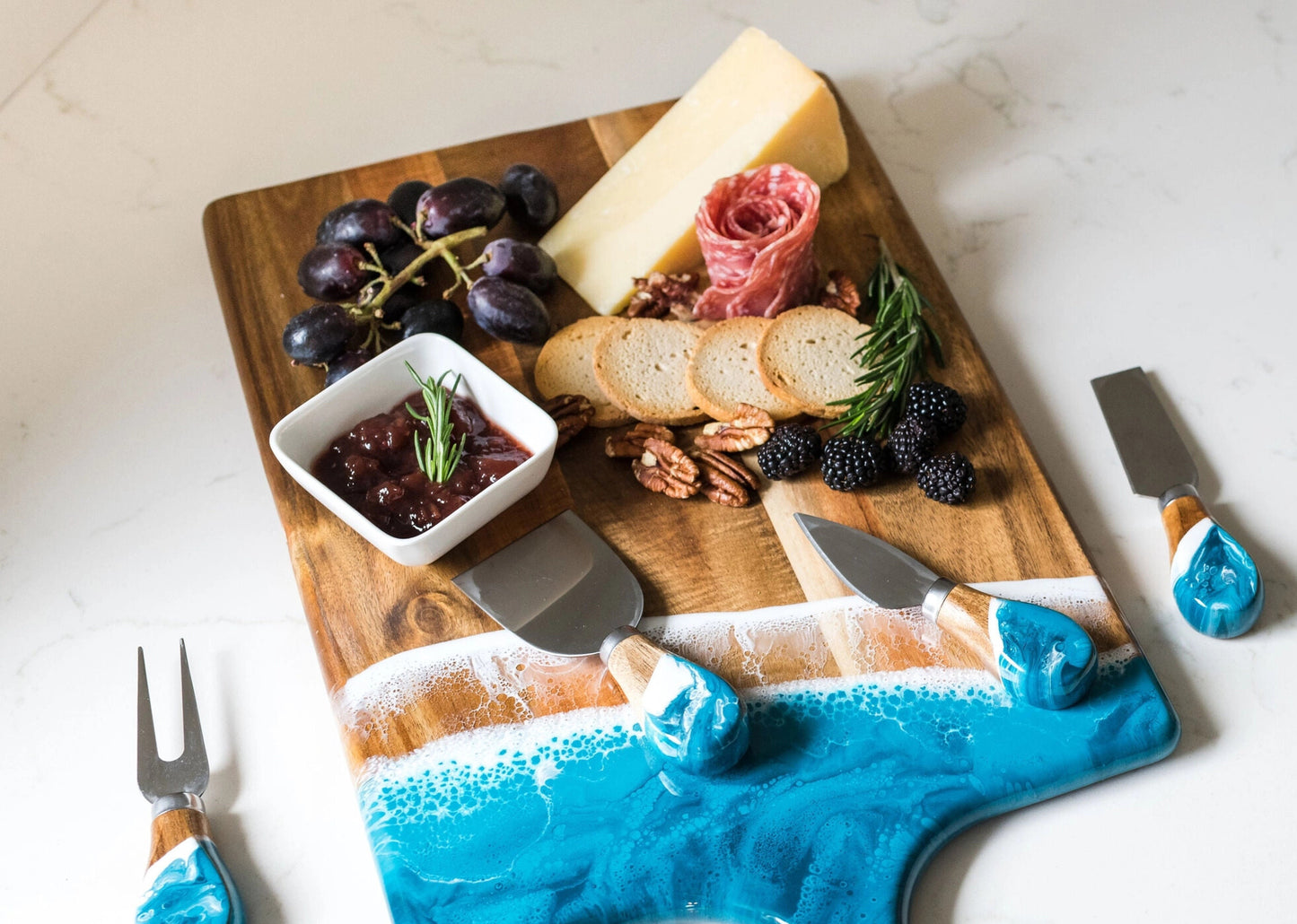 Ocean Blue Resin Coated Cheese Knifes (Set of 4)