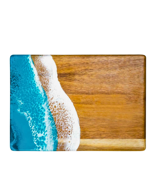 Ocean Blue Resin Coated Rectangle Charcuterie Board