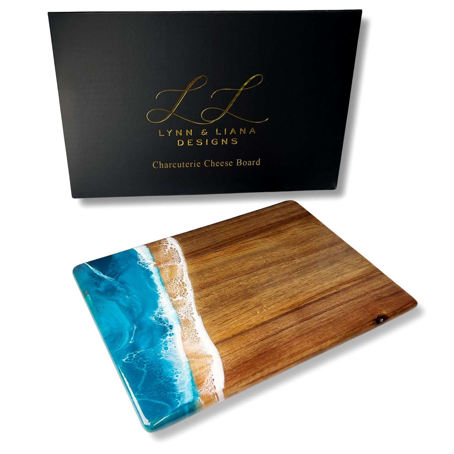 Ocean Blue Resin Coated Rectangle Charcuterie Board