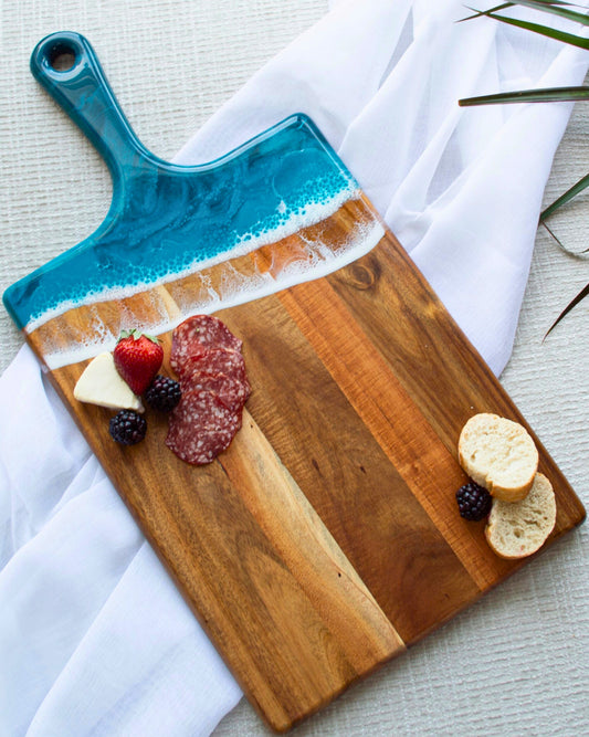 Ocean Blue Resin Coated Large Charcuterie Board