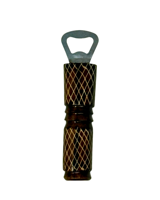 African Cross Hatch Tiki Bone Bottle Opener