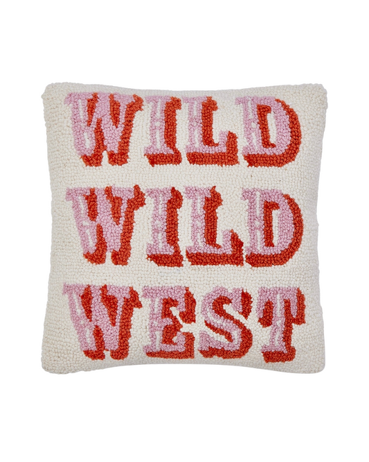 Wild Wild West Wool Hook Pillow (14"x14")