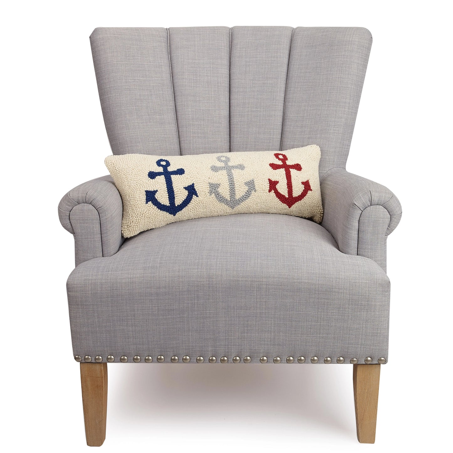 Anchor Trio Wool Hook Pillow (8"x22")