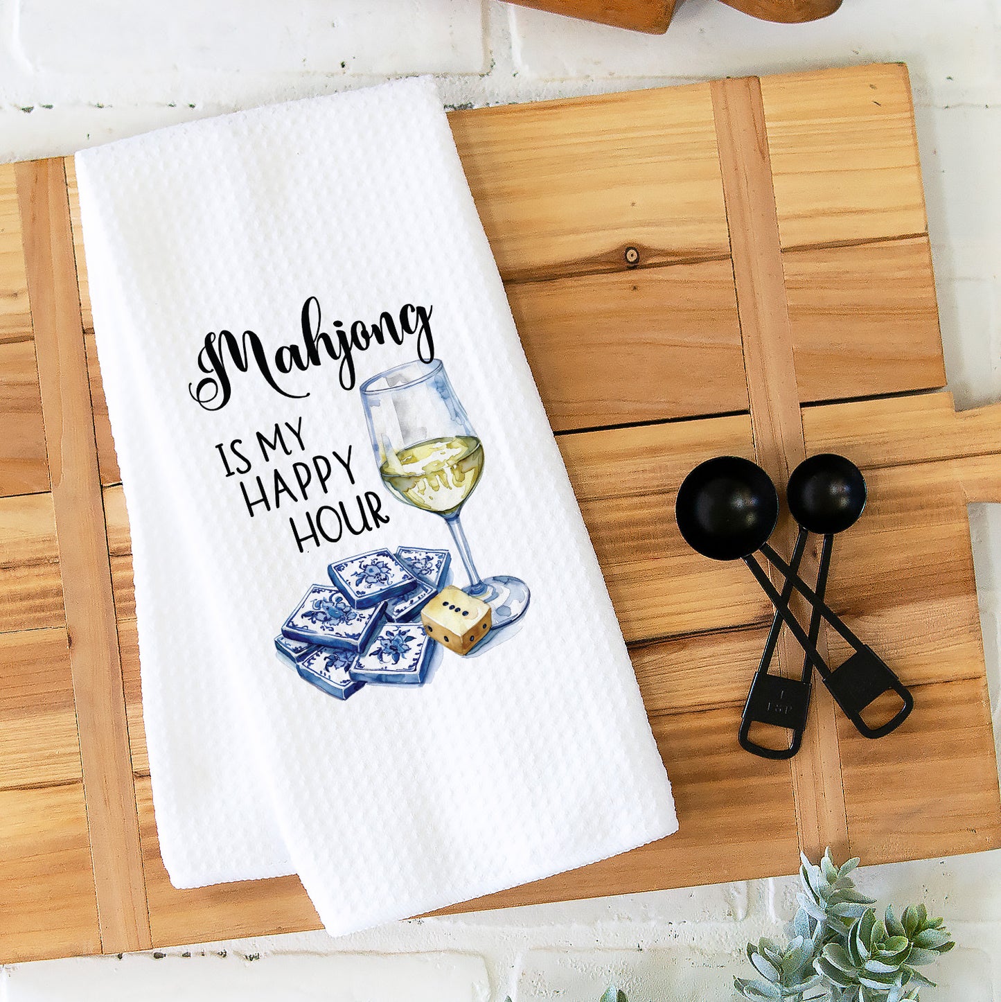 Mahjong Is My Happy Hour Kitchen Hand Towel