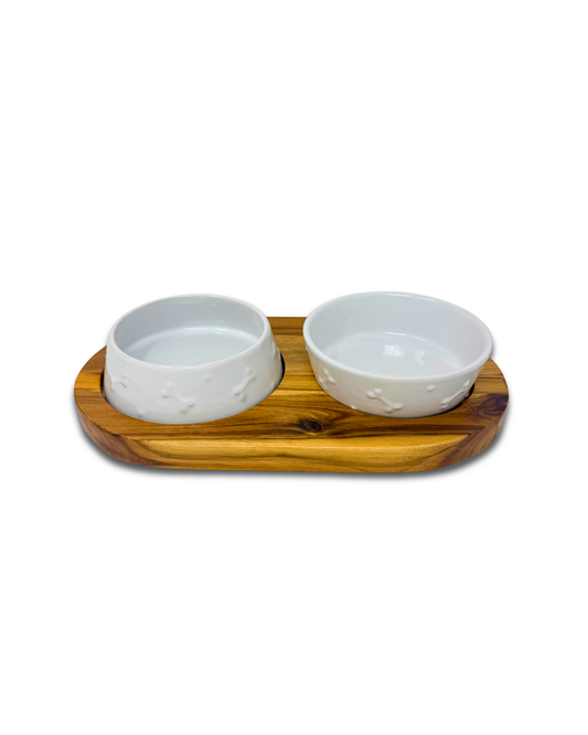 White Bones Ceramic Bowls with Stand