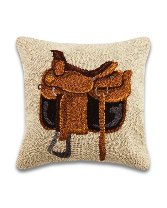 Equestrian Bag Wool Hook Pillow (18"x18")