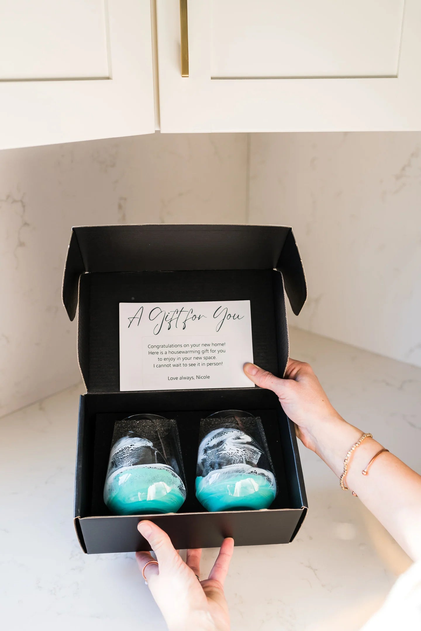 Caribbean Blue Resin Coated Wine Glasses (Set of 2)