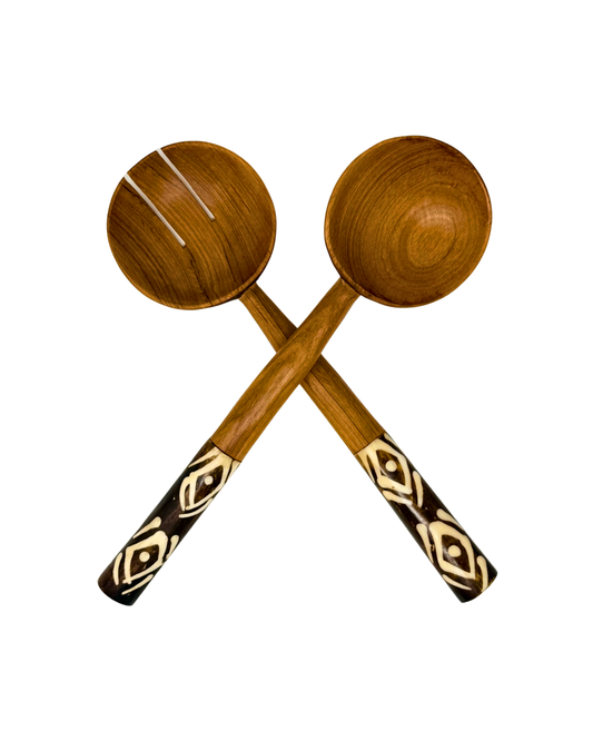 Batik Olive Wood Salad Server (Set of 2)