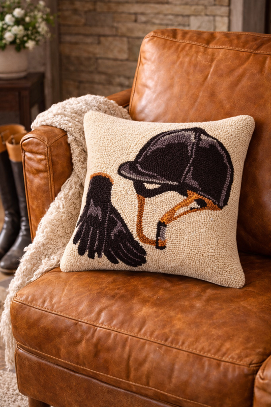 Equestrian Gear Wool Hook Pillow (16"x16")