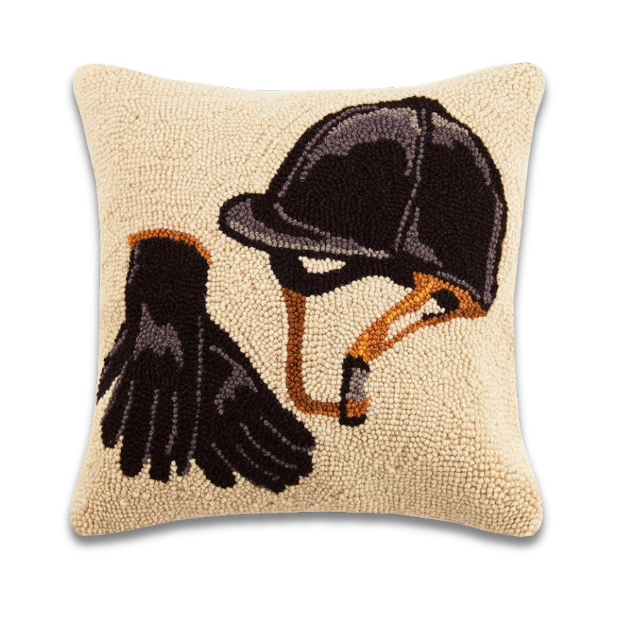 Equestrian Gear Wool Hook Pillow (16"x16")