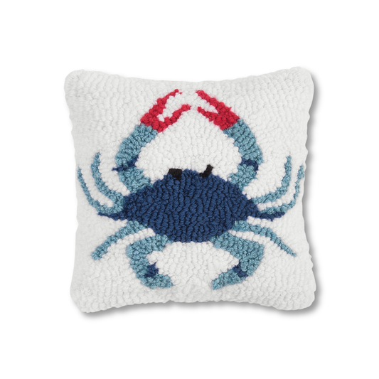 Blue Crab Hooked Pillow (8"x8")