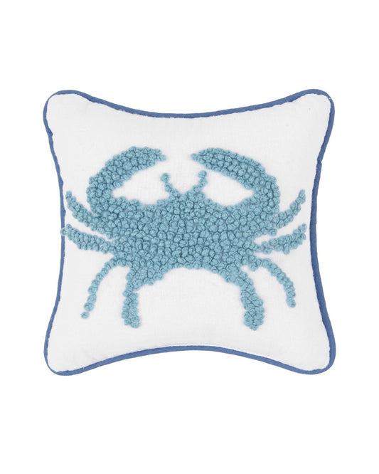 Coastal Crab Hooked Pillow (8"x8")