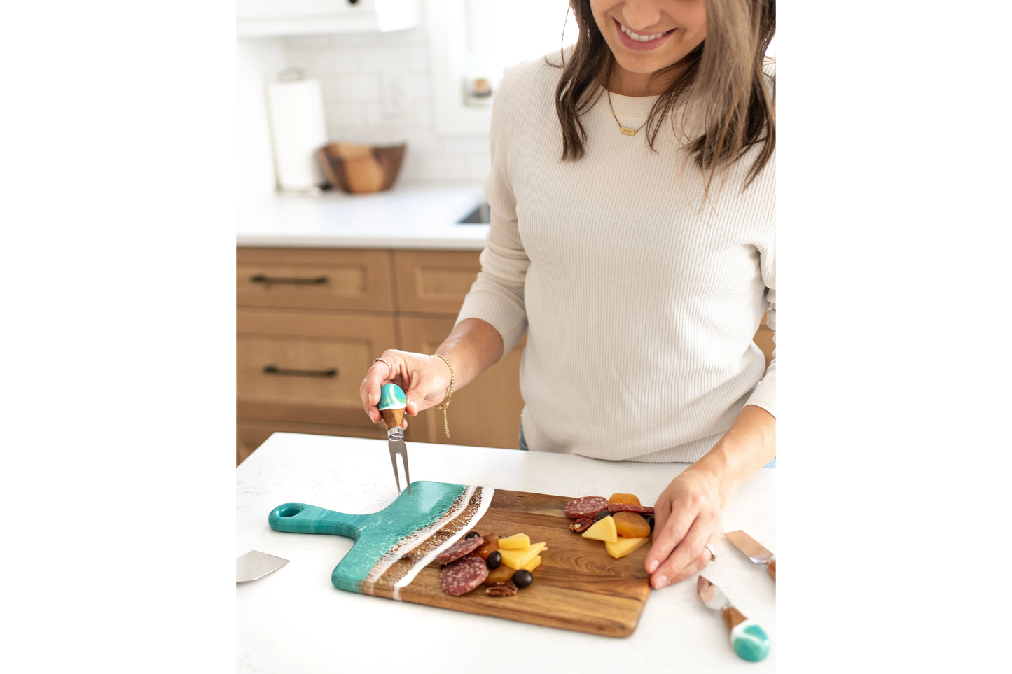 Caribbean Blue Resin Coated Charcuterie Board