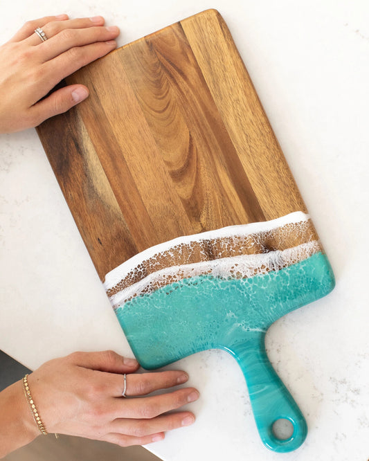Caribbean Blue Resin Coated Charcuterie Board