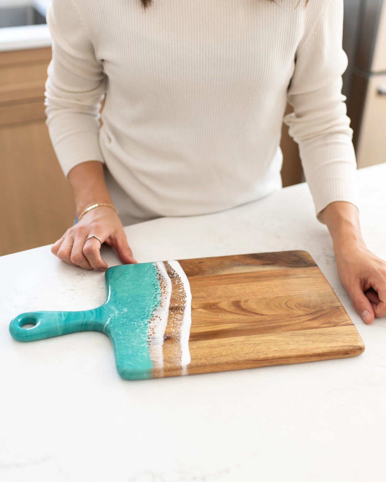 Caribbean Blue Resin Coated Charcuterie Board
