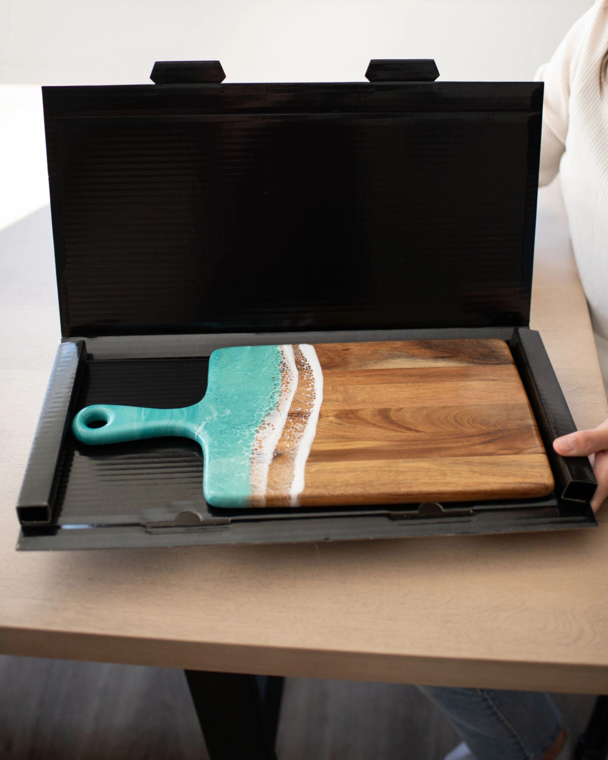 Caribbean Blue Resin Coated Charcuterie Board