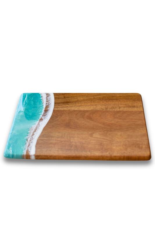 Caribbean Blue Resin Coated Rectangle Charcuterie Board