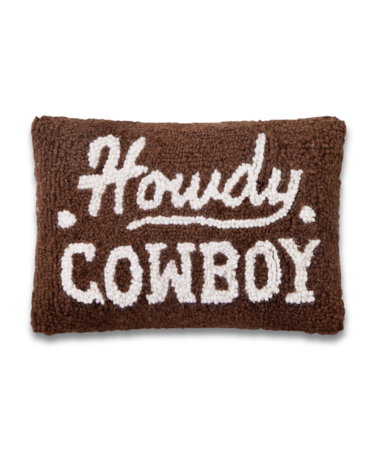 Howdy Cowboy Wool Hook Pillow (12"x8")