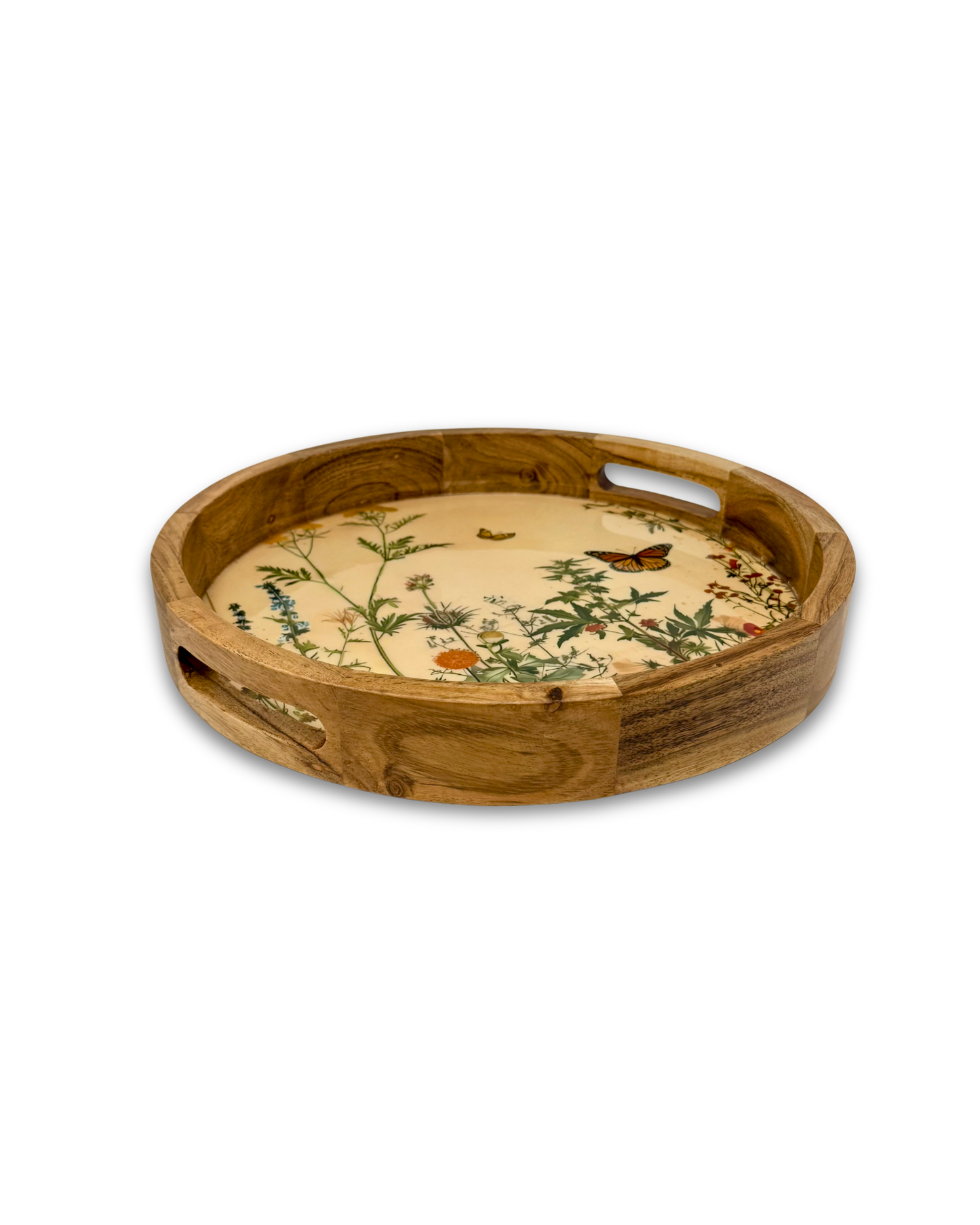 Butterfly Garden Round Serving Tray