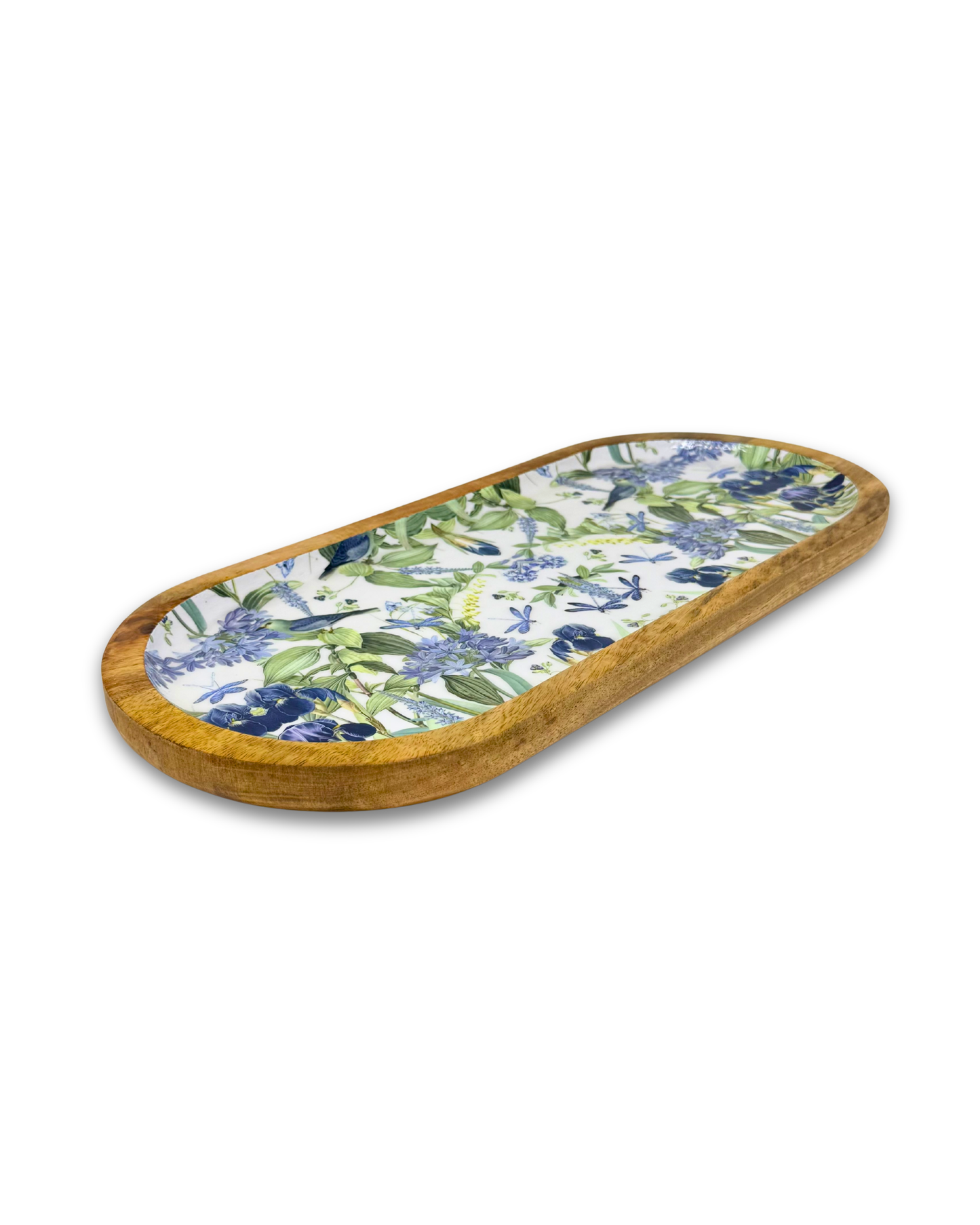 Blue Garden Bird Serving Tray
