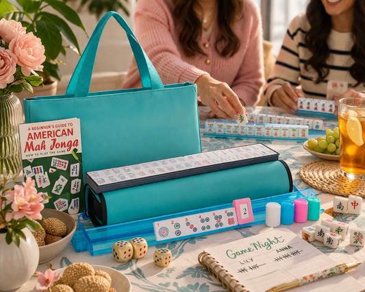 Mahjong Travel Set – Complete American Mahjong Set with Tote & Accessories (Turquoise)