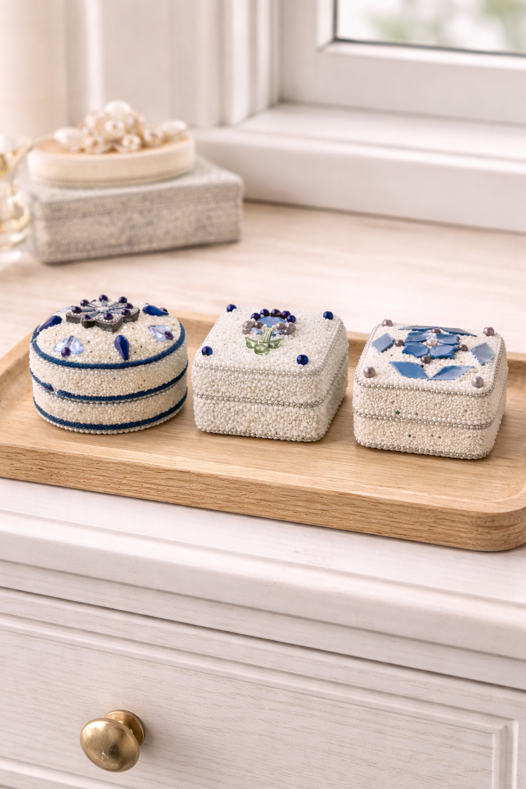 Indira 3-Piece Beaded Trinket Box