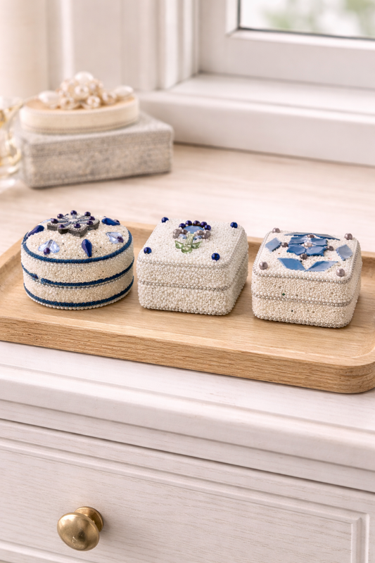 Indira 3-Piece Beaded Trinket Box