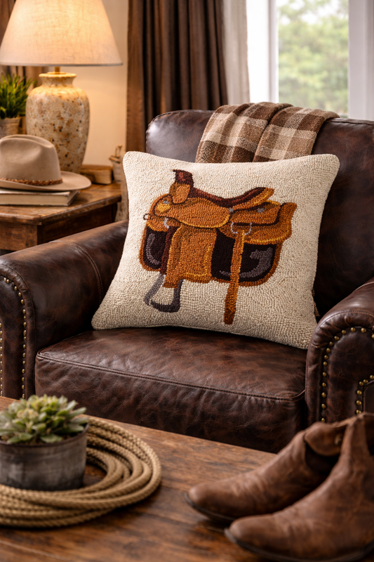 Equestrian Bag Wool Hook Pillow (18"x18")