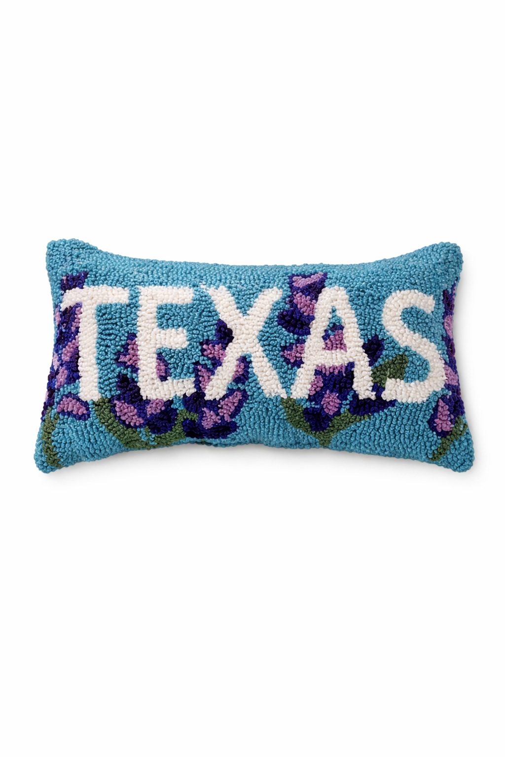 Texas Blue Wool Hook Pillow (9"x15")
