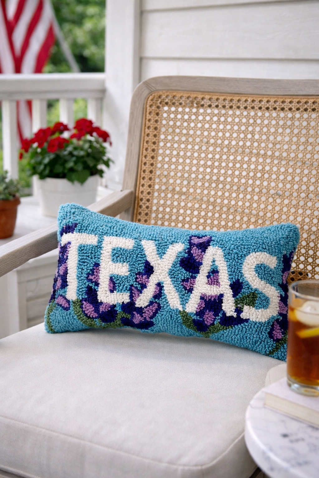 Texas Blue Wool Hook Pillow (9"x15")