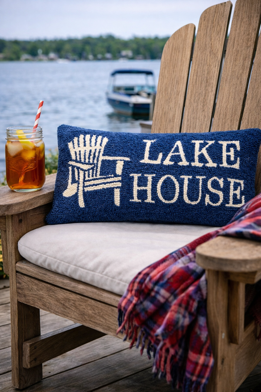 Lake House Wool Hook Pillow (9"x18")