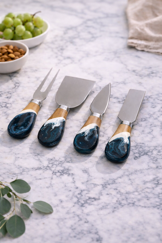 Deep Sky Resin Coated Cheese Knifes (Set of 4)