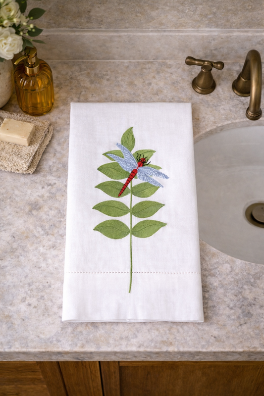 Dragonfly Embroidered Hand Towel