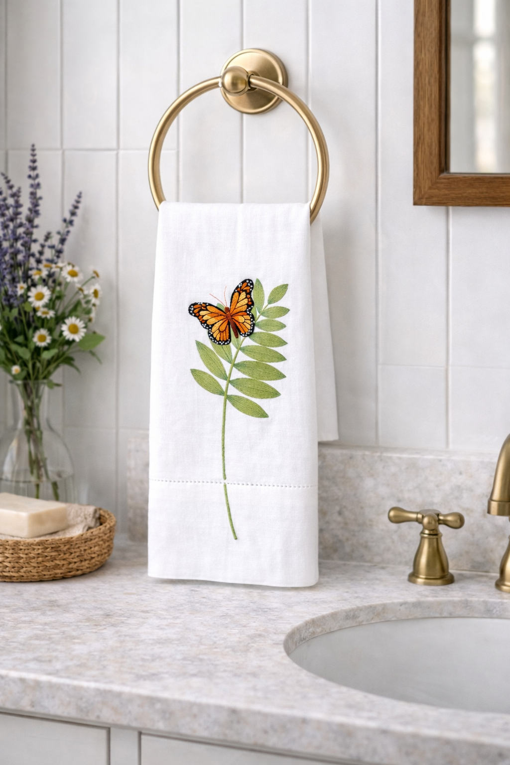 Butterfly Embroidered Hand Towel