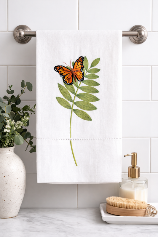 Butterfly Embroidered Hand Towel