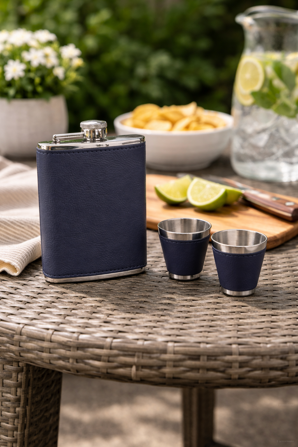 Brett Flask and Shot Cups Gift Set