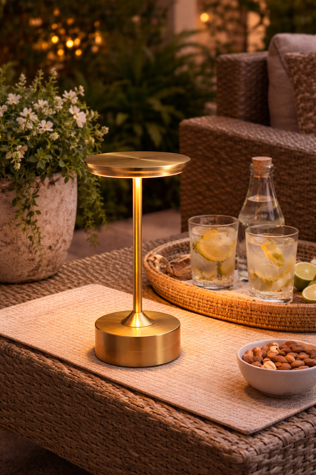 Contemporary Rechargeable Wireless Portable Led Lamp (Gold)
