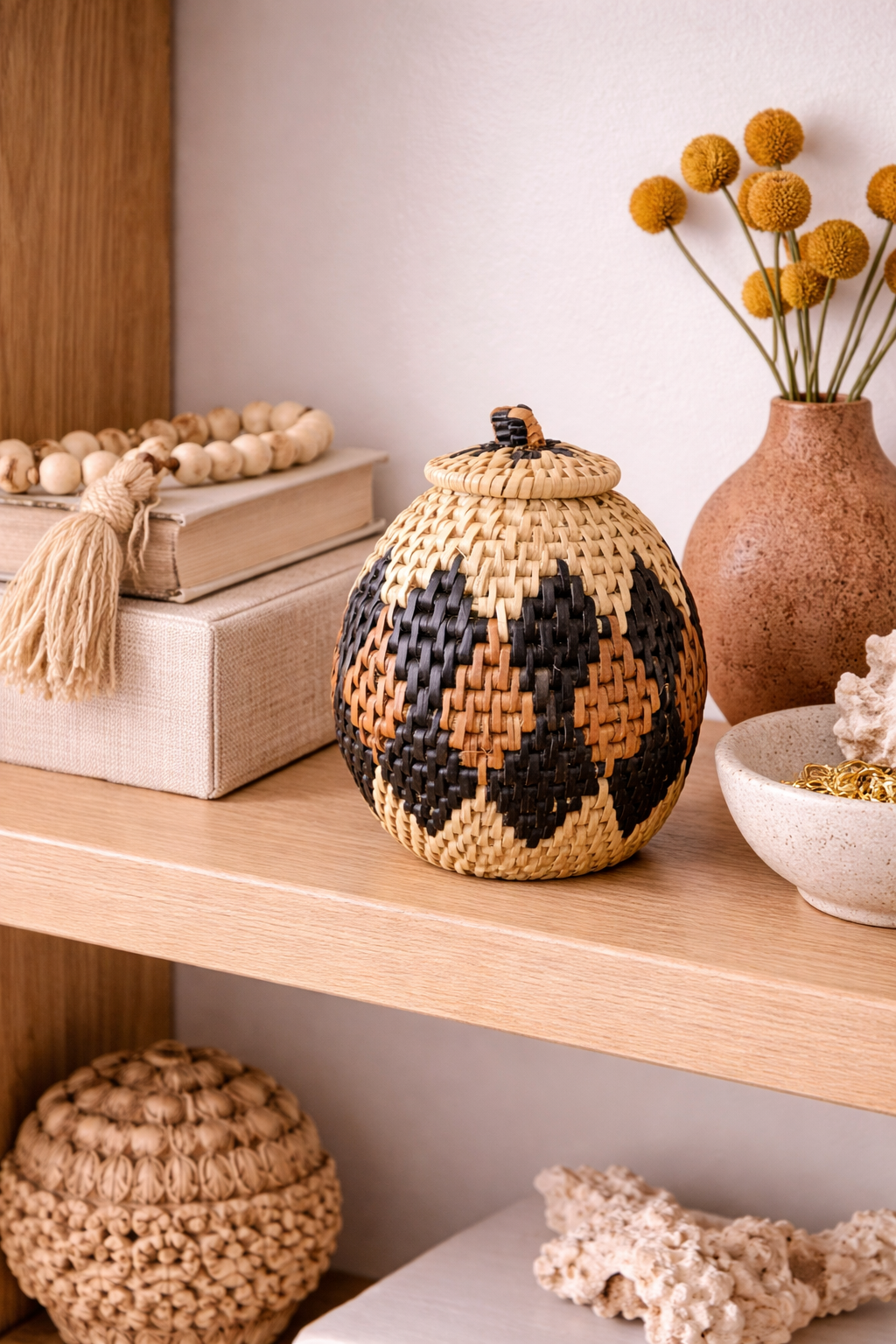 African Zulu Mini Lidded Basket 7"